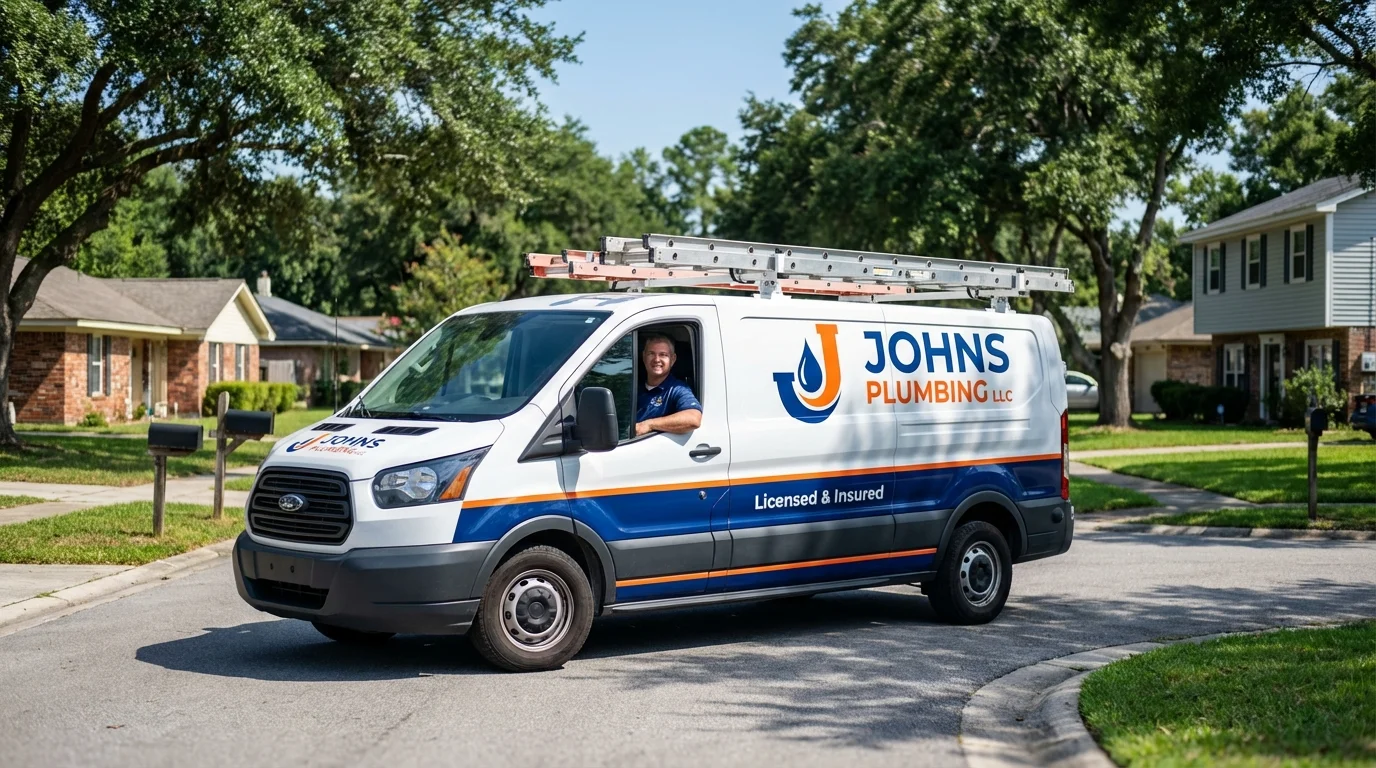 Johns Plumbing LLC service van in New Ellenton, SC