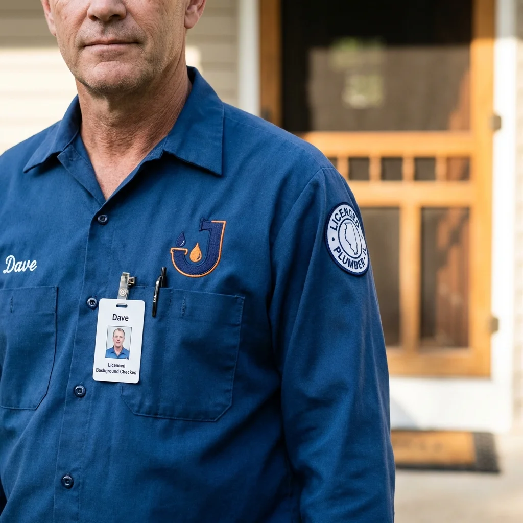 Licensed plumber showing ID badge in New Ellenton, SC