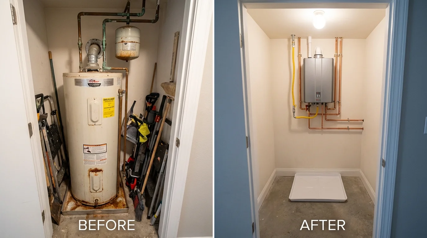 Tank water heater versus wall-mounted tankless unit comparison for New Ellenton, SC homeowners